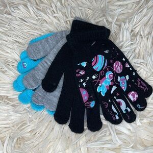 Girls 3 Pack Winter Gloves